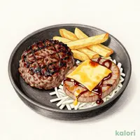 ブロンコおじさんのこだわり炭焼きがんこハンバーグ&黒瀬のスパイス炭焼きとんとんグリルおろポンチー
