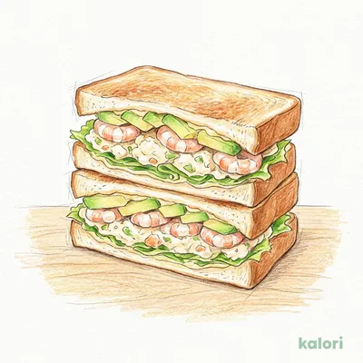 Toast Sandwich with Shrimp, Avocado, and Potato Salad