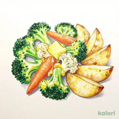 温野菜のバター風味 揚げポテト添え
