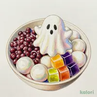 ハロウィンのクリームあんみつ