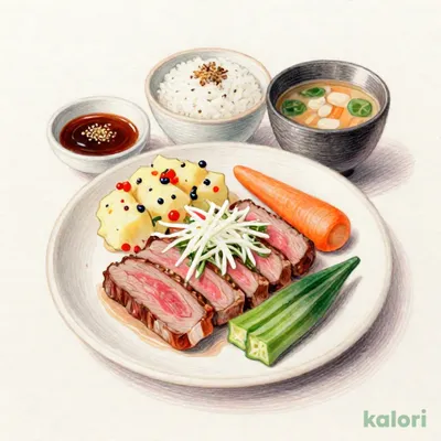 みすじステーキ香味野菜の和風おろしソース