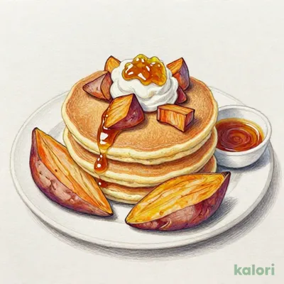 紅天使のひんやり焼きいもところころりんごのパンケーキ