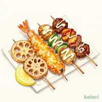 Fried Shrimp and Deep-Fried Skewer Assortment