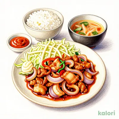 Sweet and Spicy Meat Stir-Fry Set Meal, Double (with Curry Sauce)