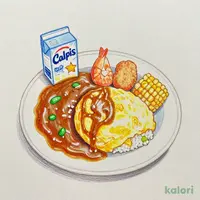 お子さまオムカレー プチエビフライ