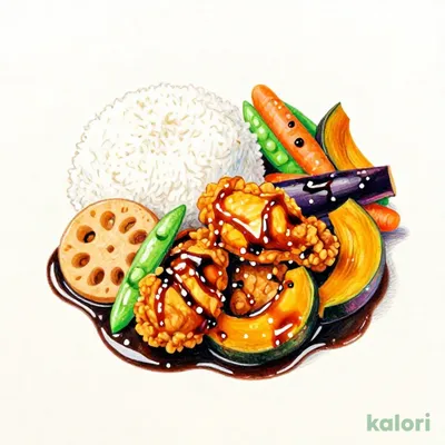 Chicken and Vegetables with Black Vinegar Sauce Bento