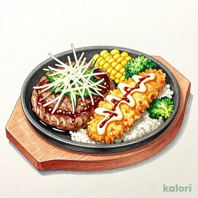 Grated Daikon Hamburger Steak & White Fish Fry Lunch