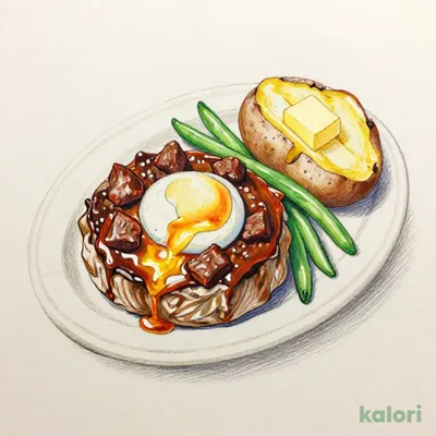 Beef Stew Foil-Baked Hamburg Steak with Soft Egg, Lunch