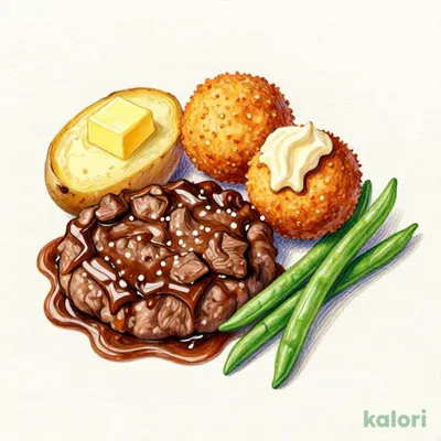 濃厚ビーフシチューの包み焼きハンバーグ145g＆カニクリームコロッケ