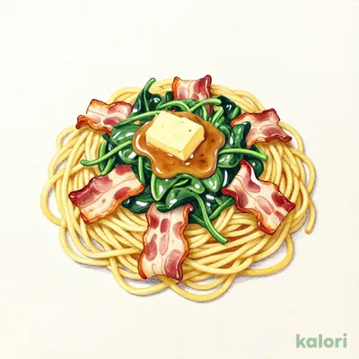 ほうれん草とベーコンのバター醤油パスタ