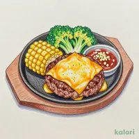 ビーフハンバーグステーキ チェダーチーズ（ガーリックステーキソース付き）
