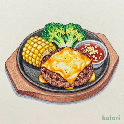 ビーフハンバーグステーキ チェダーチーズ（ガーリックステーキソース付き）