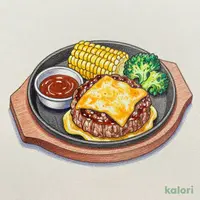ビーフハンバーグステーキ チェダーチーズ（デミグラスソース付き）