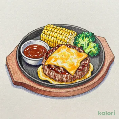 ビーフハンバーグステーキ チェダーチーズ（デミグラスソース付き）