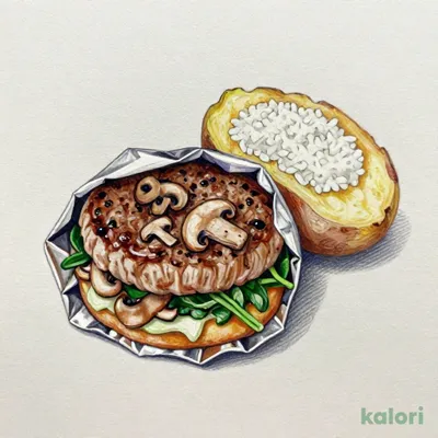 2種きのことほうれん草の濃厚ビーフシチュー包み焼きハンバーグ110gランチ