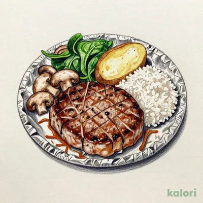 2種きのことほうれん草の濃厚ビーフシチュー包み焼きハンバーグ145gランチ