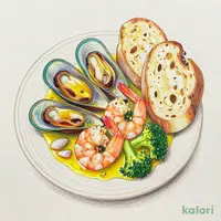 魚介とブロッコリーのアヒージョ