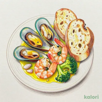魚介とブロッコリーのアヒージョ