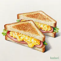 たっぷりたまごのハムチーズトーストサンド(サラダ付き)