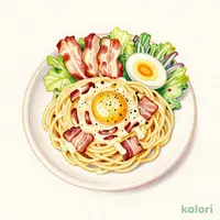 Rich Carbonara with Egg (with Salad)