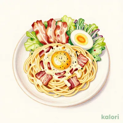 Rich Carbonara with Egg (with Salad)