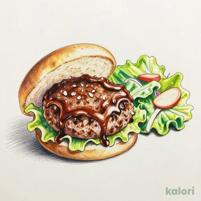 Demiglace Hamburg Steak Sandwich with Salad