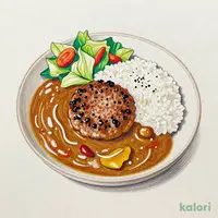 珈琲館のハンバーグカレー(サラダ付き)