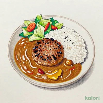 Hamburg Steak Curry (with Salad)