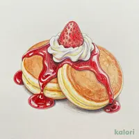トラディショナル・ホットケーキ(丸ごと苺ソース＆ホイップクリーム2枚)