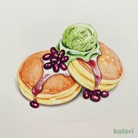 トラディショナル・ホットケーキ(北海道小豆＆抹茶アイス2枚)