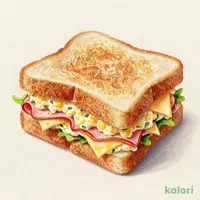 Egg, Ham, and Cheese Toast Sandwich with Salad