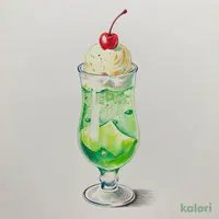 喫茶店のメロンクリームソーダ