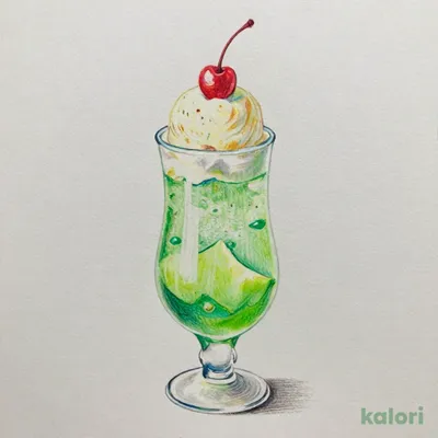 喫茶店のメロンクリームソーダ