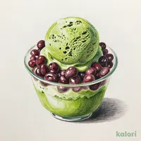 Matcha Ice Cream and Azuki Bean Anmitsu Style Dessert