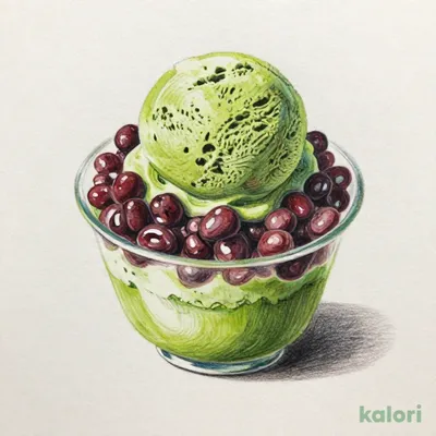 Matcha Ice Cream and Azuki Bean Anmitsu Style Dessert