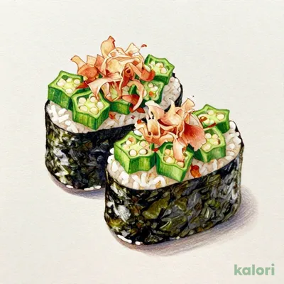 Okra and Bonito Flake Sushi