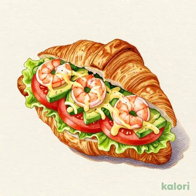Shrimp and Avocado Croissant Sandwich