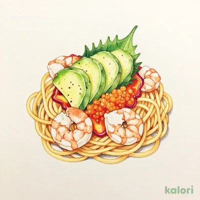 海老とアボカド たらこソース