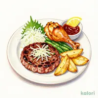 しそおろしハンバーグ＆ハーフチキングリル