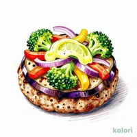 Colorful Vegetable Hamburger Steak with Lime and Vinegar Sauce