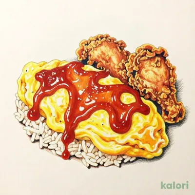 特製ケチャップのオムライス＆唐揚げ