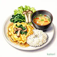 ふんわり卵ときのこの朝食