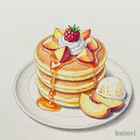 フレッシュ桃のパンケーキ