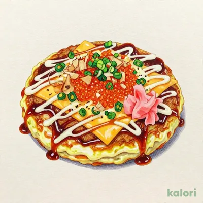 Fukuoka-Style Spicy Cod Roe and Cheese Okonomiyaki