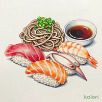 寿司五貫盛定食（そばまたはうどん付）