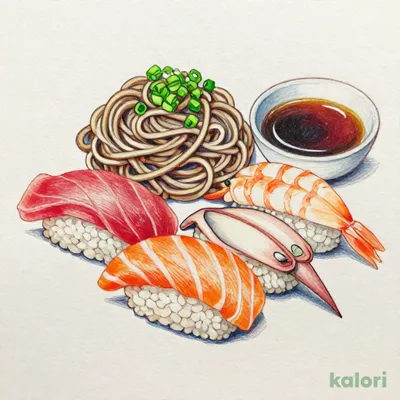 寿司五貫盛定食（そばまたはうどん付）