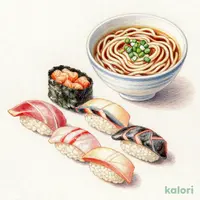寿司八貫盛定食（そばまたはうどん付）そばまたはうどん大盛