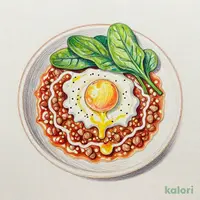 とろ〜り半熟卵とほうれん草のミートクリーム