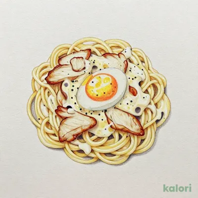 半熟卵とチキンのカルボナーラ