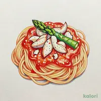 紅ずわい蟹とグリーンアスパラのトマトクリーム